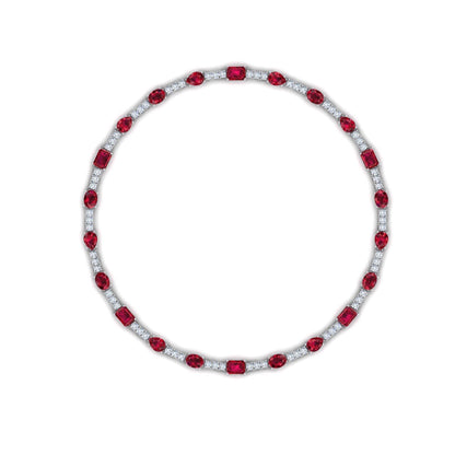 Red Ruby Diamond Necklace 46.50 Carats Gemstone Jewelry