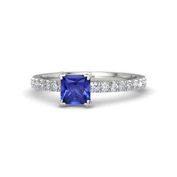 1.90 Ct Sri Lanka Blue Sapphire Diamond Engagement Ring White Gold 14K