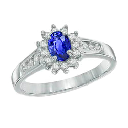 Ceylon Sapphire And Diamond Engagement Ring 1.90 Carats White Gold 14K