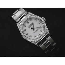 Rolex Midsize Watch Custom Diamond Bezel Oyster Bracelet Ss
