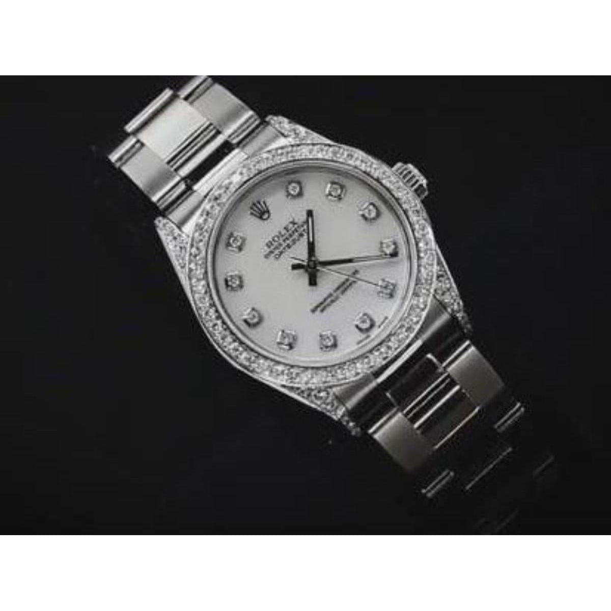 Rolex Midsize Watch Custom Diamond Bezel Oyster Bracelet Ss Watch Bezel