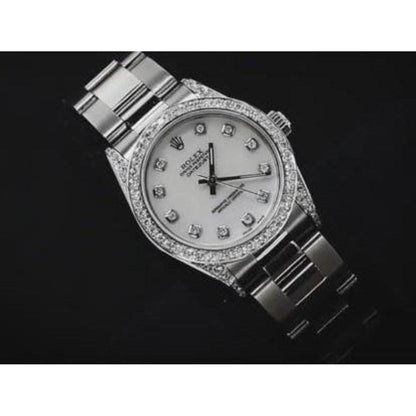 Rolex Midsize Watch Custom Diamond Bezel Oyster Bracelet Ss Watch Bezel