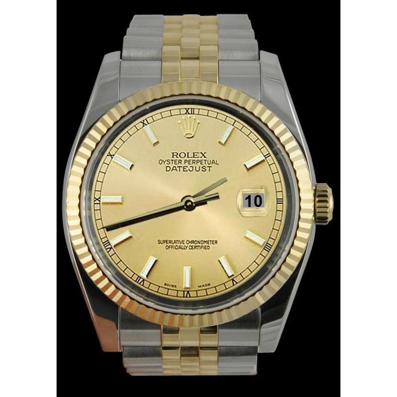 Rolex Stick Dial Datejust Men Watch Ss & Gold Jubilee Bracelet Rolex
