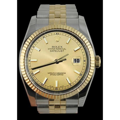 Rolex Stick Dial Datejust Men Watch Ss & Gold Jubilee Bracelet Rolex