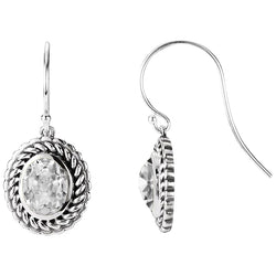Rope Style Diamond Oval Old Miner Drop Earrings White Gold 3 Carats