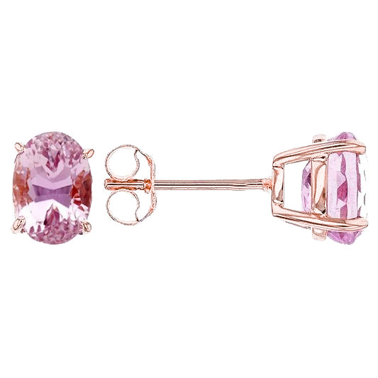 Rose Gold  Kunzite Ladies Studs Earrings Jewelry   Brilliant sparkling best gift  