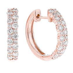 Rose Gold 14K 4.70 Carats Prong Set Diamonds Lady Hoop Earrings New