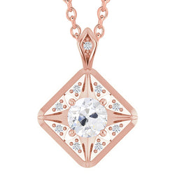 Rose Gold 14K Diamond Pendant Jewelry Round Old Miner 2.50 Carats
