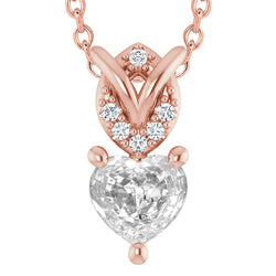 Rose Gold 14K Heart Old Miner & Round Diamond Pendant Slide 5.50 Ct.