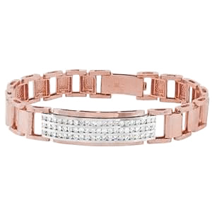 Rose Gold 14K Men Natural Earth Mined Diamond Bracelet 3 Carats Jewelry