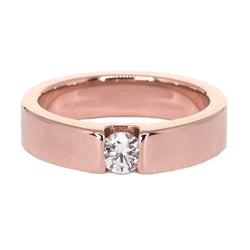 Rose Gold 10K Tension Set Round Men's Ring 0.75 Carats Diamond