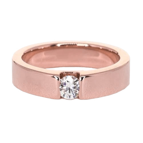 Rose Gold 10K Tension Set Round Men's Ring 0.75 Carats Diamond