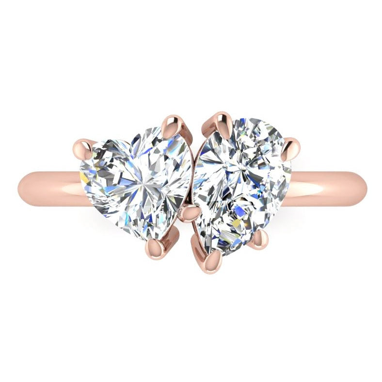  Unique Lady’s Style White Sparkling Engagement White gold    Toi Et Moi Diamond Ring 2 Ct Rose Gold Heart & Pear Cut Toi Et Moi Diamond Ring 2 Ct Rose Gold Heart & Pear Cut