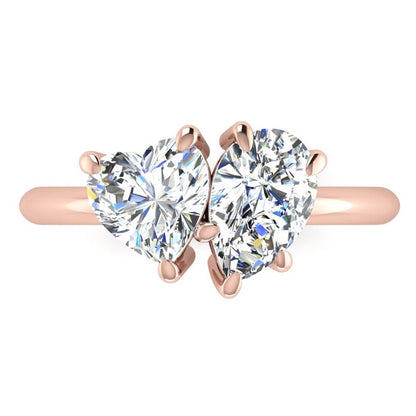   Unique Lady’s Style White Sparkling Engagement White gold    Toi Et Moi Diamond Ring 2 Ct Rose Gold Heart & Pear Cut Toi Et Moi Diamond Ring 2 Ct Rose Gold Heart & Pear Cut
