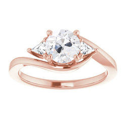 Rose Gold 3 Stone Ring Old Mine Diamonds Twisted Style 3 Carats