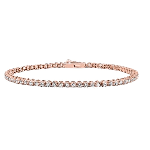 Rose Gold 4.55 Carats Round Cut Sparkling Diamonds Tennis Bracelet