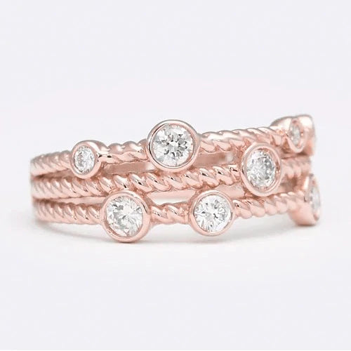 Rose Gold Diamond Bubble Ring Band