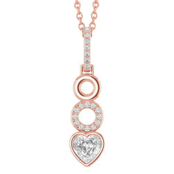 Rose Gold Real Natural Earth Mined Diamond Pendant Bezel Set Heart Old Miner 2 Carats