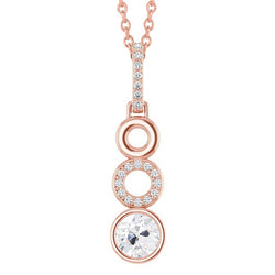 Rose Gold Real Natural Earth Mined Diamond Pendant Bezel Set Round Old Miner 2 Carats
