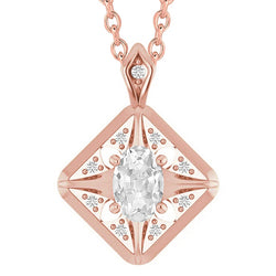 Rose Gold Natural Earth Mined Diamond Pendant Oval Old Cut 3.50 Carats Jewelry