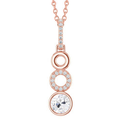 Rose Gold Natural Earth Mined Diamond Pendant Round Old Cut Bezel Set 2 Carats 14K