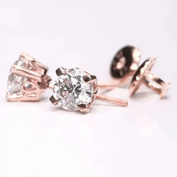 Rose Gold Diamond Studs Earring 1.60 Carats