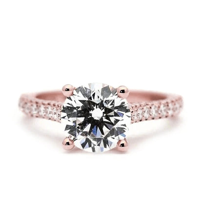 Rose Gold half bazel fancy Engagement Diamond Solitaire Ring with Accents