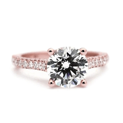 New Rose Gold half bazel fancy Engagement Diamond Solitaire Ring with Accents