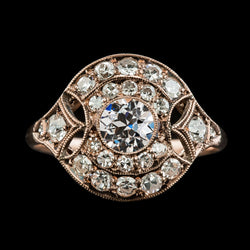 Rose Gold Halo Ring Vintage Style Old Mine Cut Diamonds 4.50 Carats