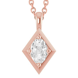 Rose Gold Ladies Natural Earth Mined Diamond Pendant Oval Old Cut 2.50 Cartas 14K