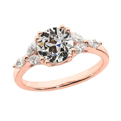 Genuine   Rose Gold Marquise & Old Mine Cut Diamond Anniversary Ring 3.50 Carats