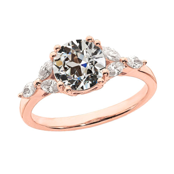 Marquise & Old Mine Cut Diamond Anniversary Ring