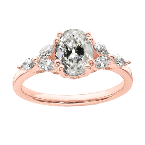 Marquise & Oval Old Cut Diamond Wedding Ring
