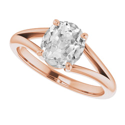 Rose Gold Oval Mined Natural Real Diamond ( Not Lab Grown ) Old Cut Split Shank Ring 4.50 Carats