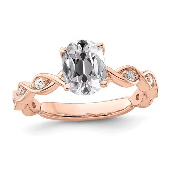 Rose Gold Oval Old Cut Diamond Ring