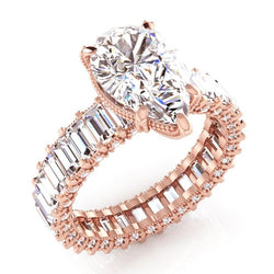 Real  Rose Gold Pear Diamond Engagement Ring 5.85 Carats