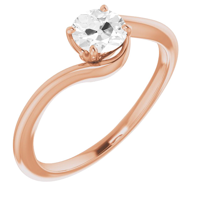 Rose Gold Round Old Mine Engagement Diamond Ring 1.50 Carats
