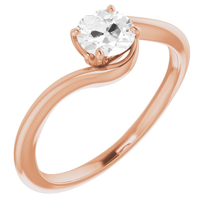 Rose Gold Round Old Mine Engagement Diamond Ring 1.50 Carats