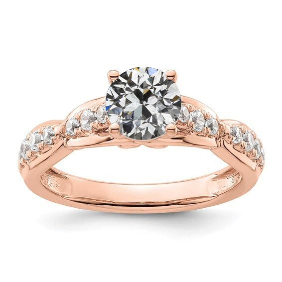 White Gold Rose Gold Old Miner Diamond Anniversary Ring