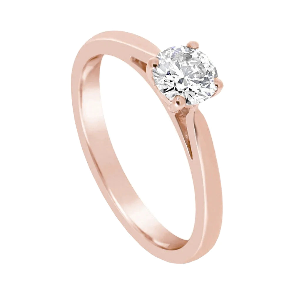 Lady's Rose Gold Solitaire Diamond Engagement Ring New 4 Prongs