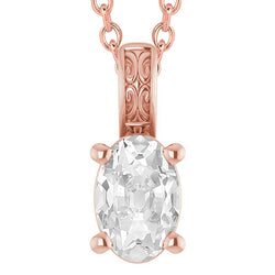Rose Gold Solitaire Oval Old Mine Cut Slide Diamond Pendant 5 Carats