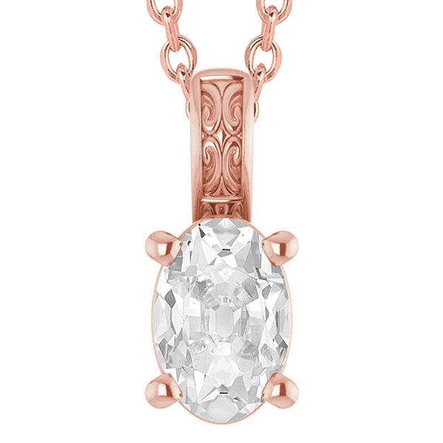 Rose Gold Solitaire Old Miner Cut Diamond Pendant