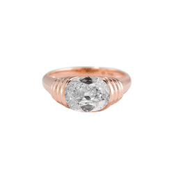 Rose Gold Solitaire Ring Cushion Old Mine Cut Real Natural Earth Mined Diamond 2.25 Carats