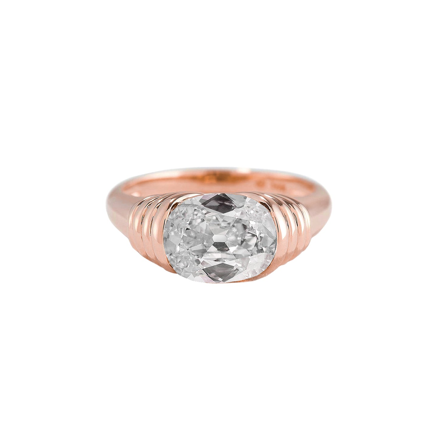 Rose Gold Solitaire Ring Round Anniversary Solitaire Diamond Ring 
