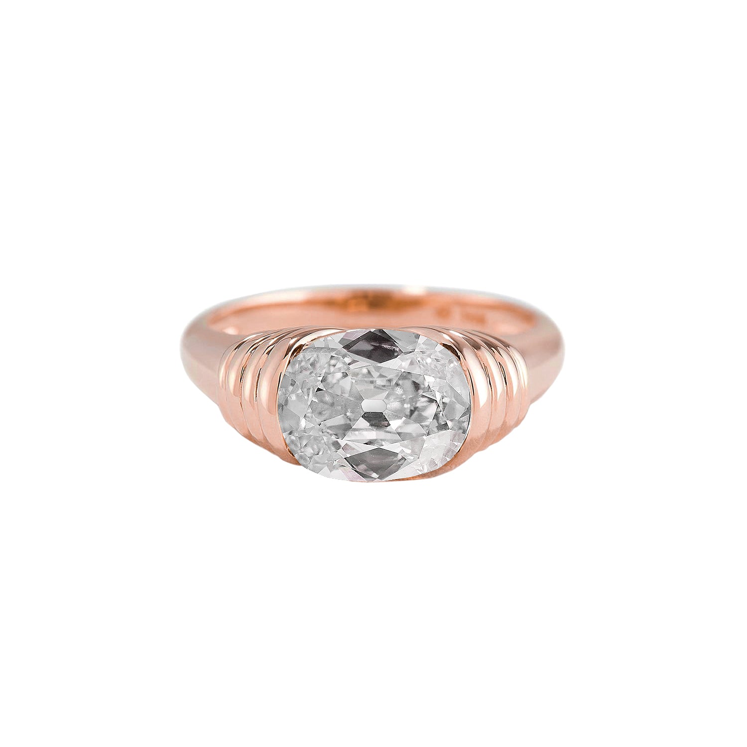 Rose Gold Solitaire Ring Round Anniversary Solitaire Diamond Ring 