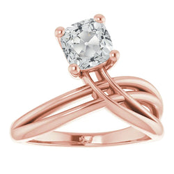 Rose Gold Solitaire Ring Old Cut Cushion Natural Earth Mined Diamond Split Shank 5 Carats