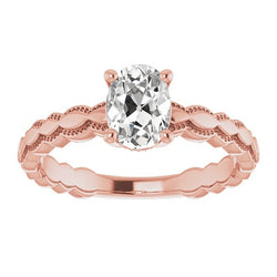 Rose Gold Solitaire Ring Oval Old Mine Cut Diamond 3.25 Carats