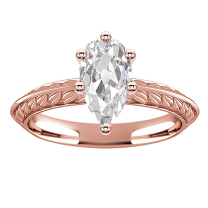 natural pear diamond 3.50ct ring front view