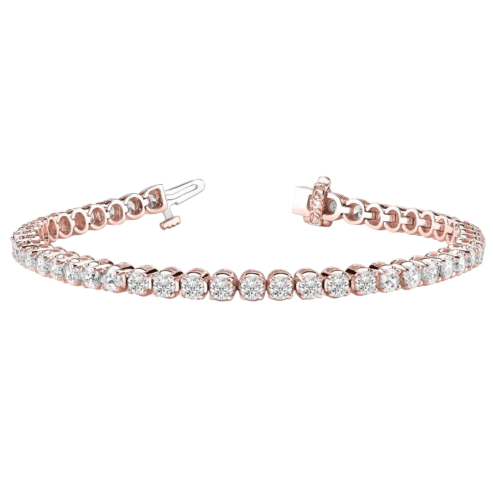 Rose Gold Women Round 7.50 Carats Tennis Bracelet Lab Grown Diamond