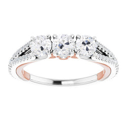 Round 3 Stone Style Old Cut Natural Earth Mined Diamond Ring Prong Split Shank 5.75 Carats
